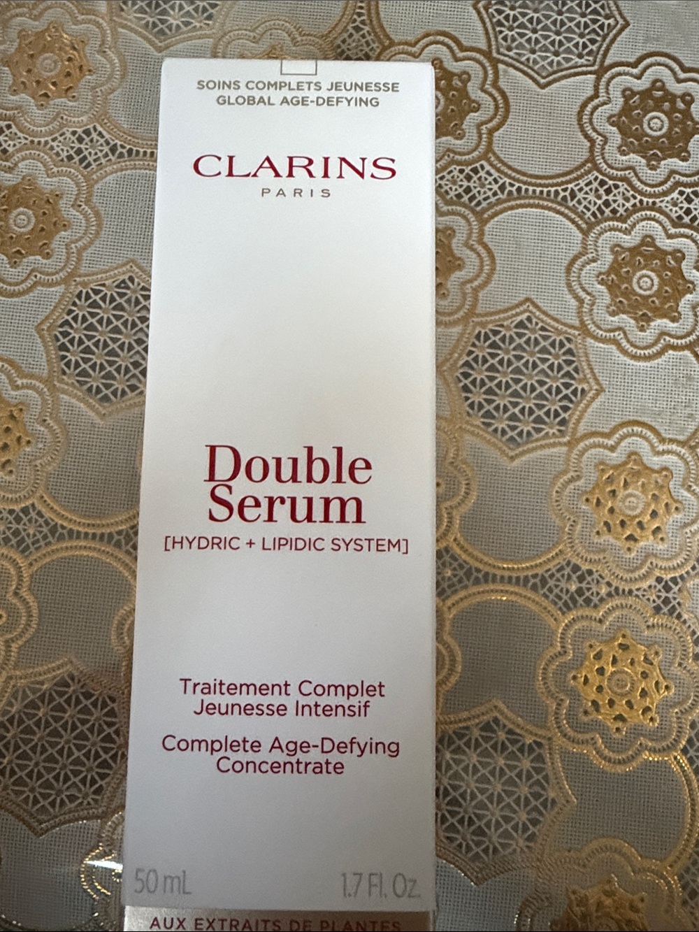 Clarins Double Serum - White with Red Text